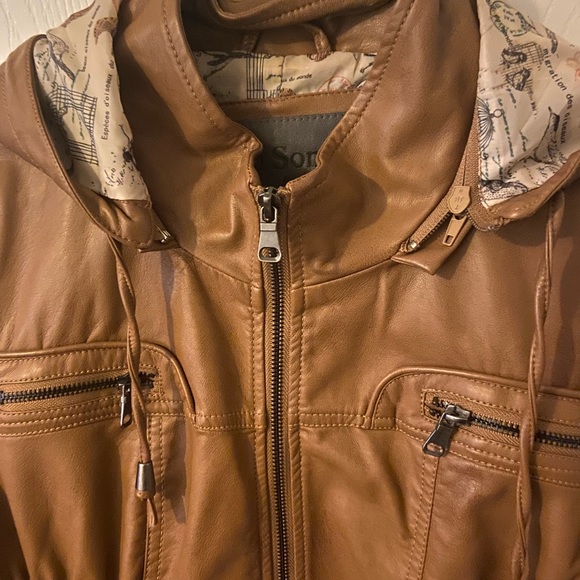 Faux leather jacket with removable hood - Picture 2 of 7